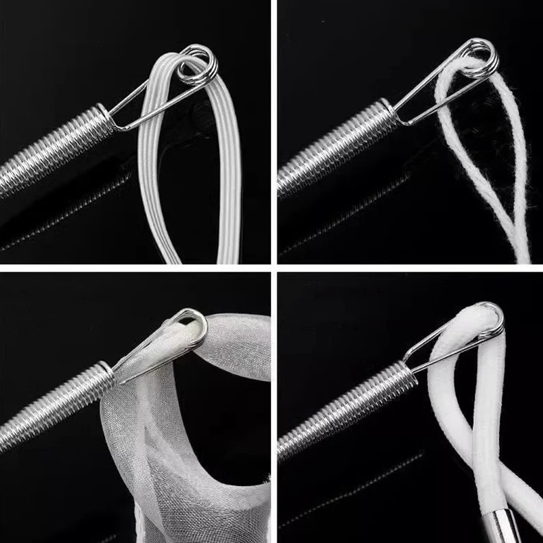 2 pcs Bendable Spring Drawstring Threader Clip for Pants Hoodies DIY Sewing