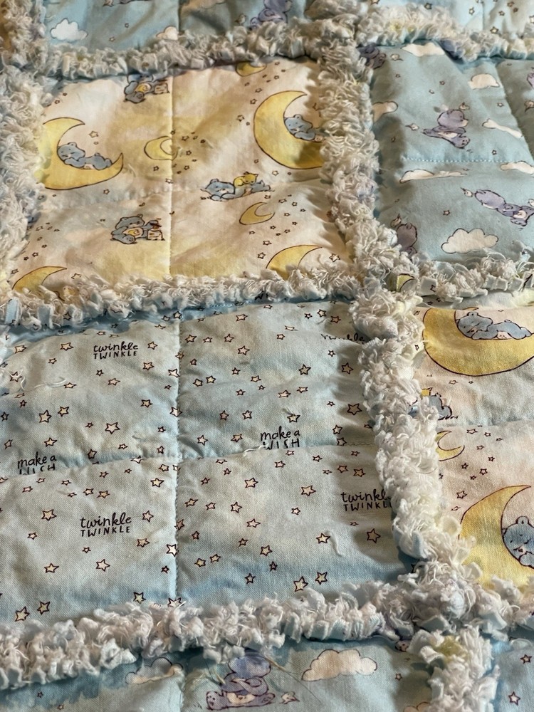 Blue Care Bear Rag Quilt