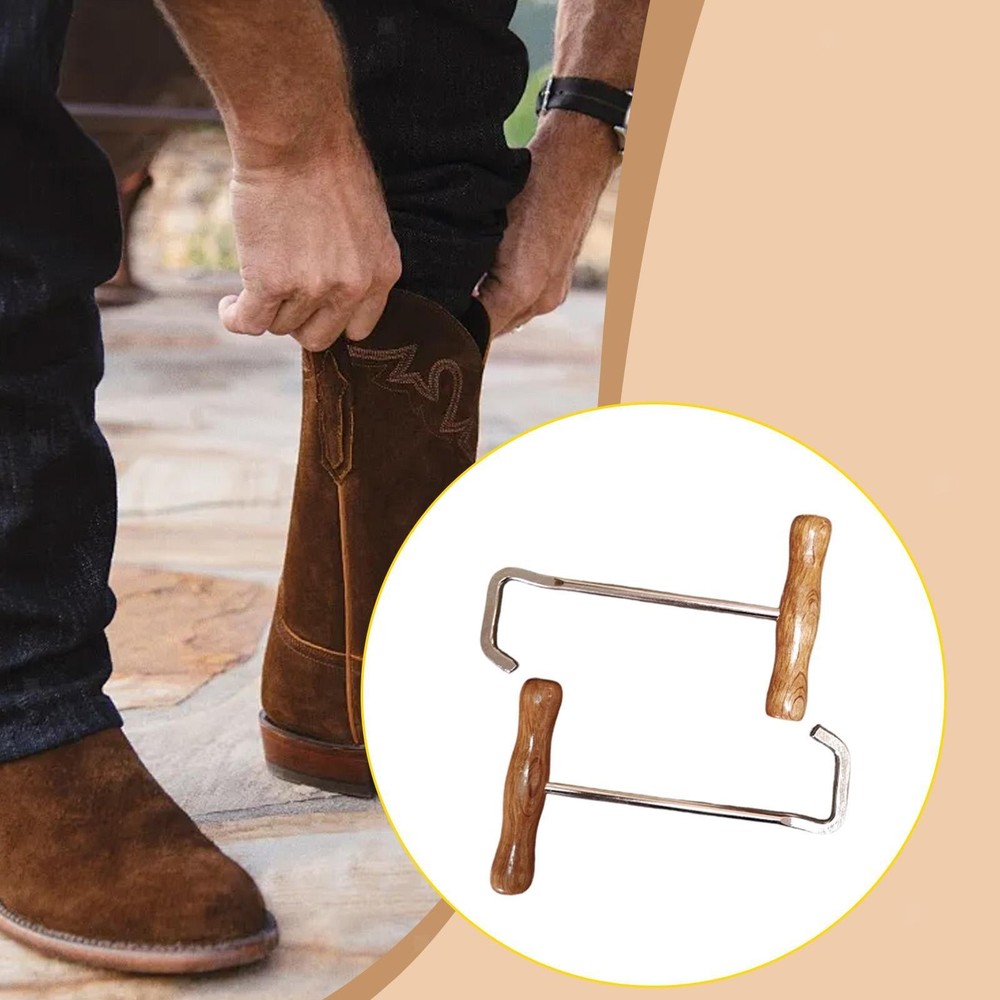 Portable Boot Puller Hook Wooden Handle Hook Boot Puller Horse Accessory for