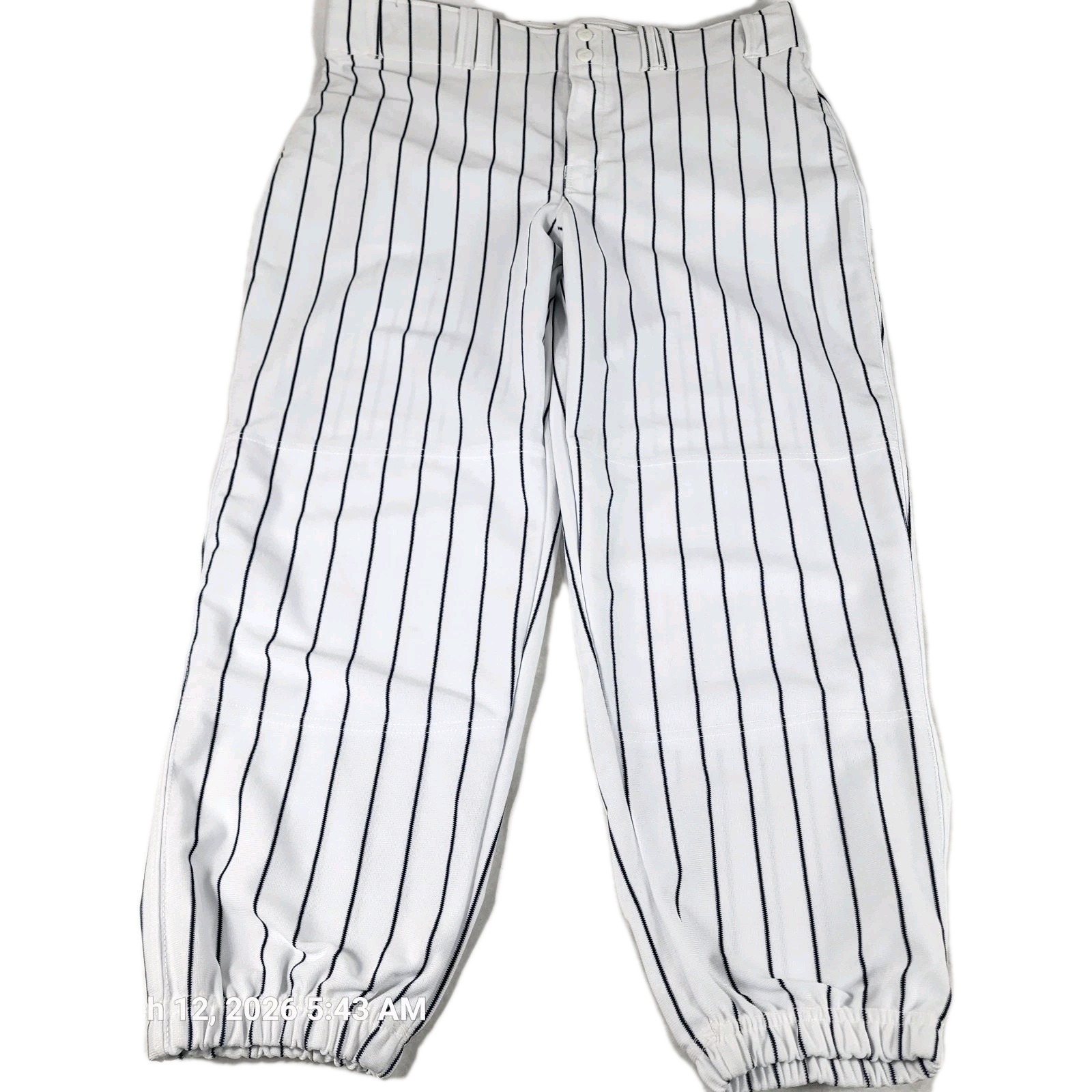 Champro Baseball Pants Men's XL (37"-39") White Pin Striped Elastic Hem No Tags