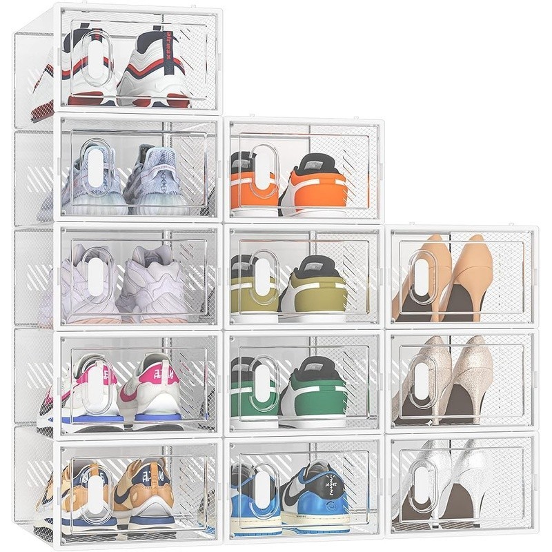 Stackable Shoe Storage Box Magnetic Door Ventilation Aromatherapy Organizer New