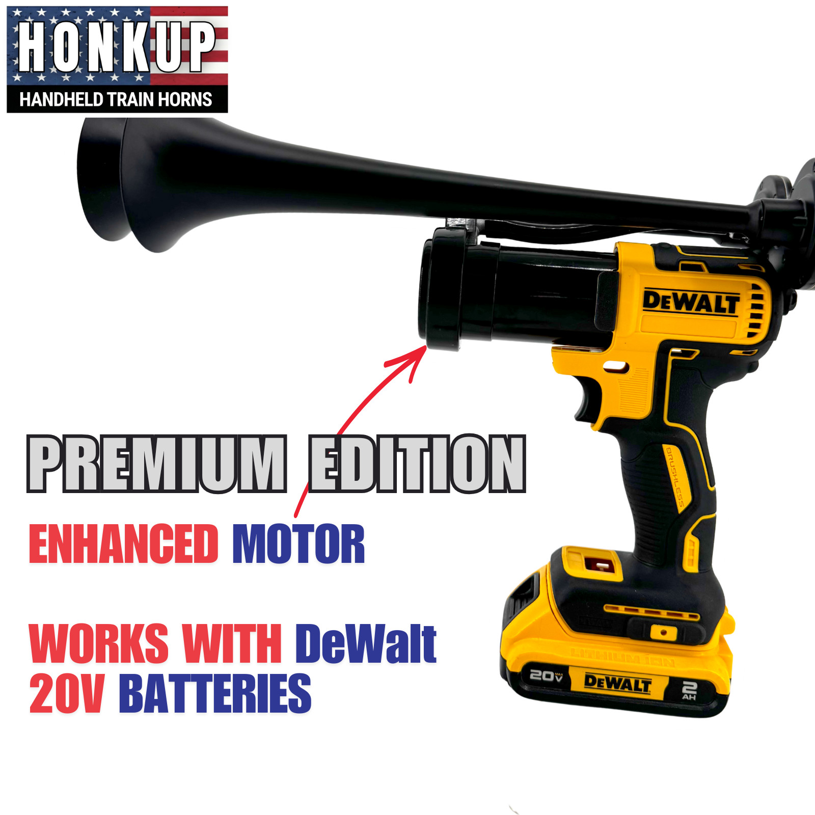 Premium DeWalt Impact Handheld Train Horn | Full Kit + Two Remote Controls