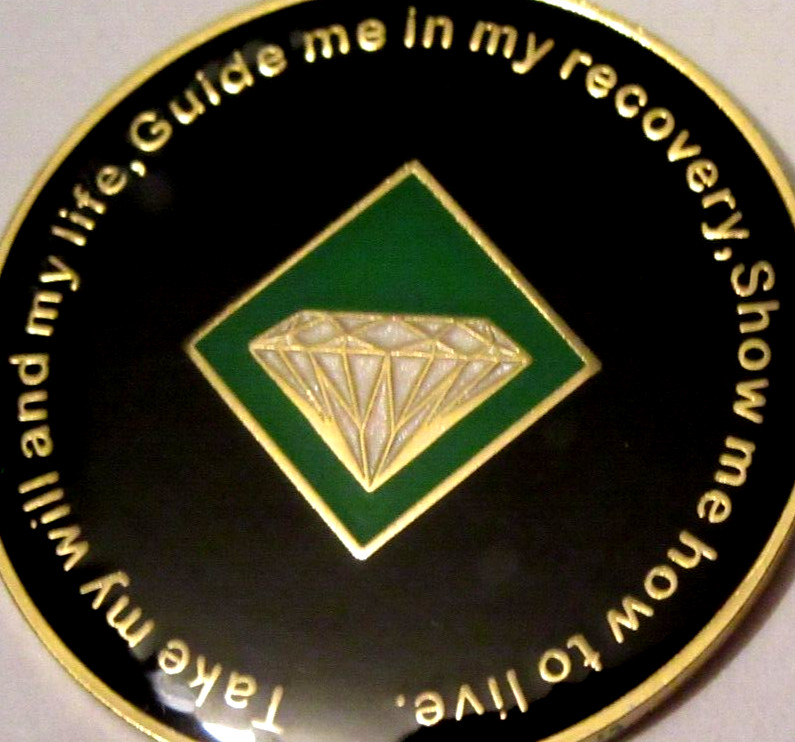 Narcotics Anonymous NA Tree Green 6 Year Medallion Gold