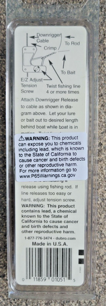 Du-Bro 1051 Downrigger Cable Release Clip-For Stacking Multiple Lines on 1 Cable