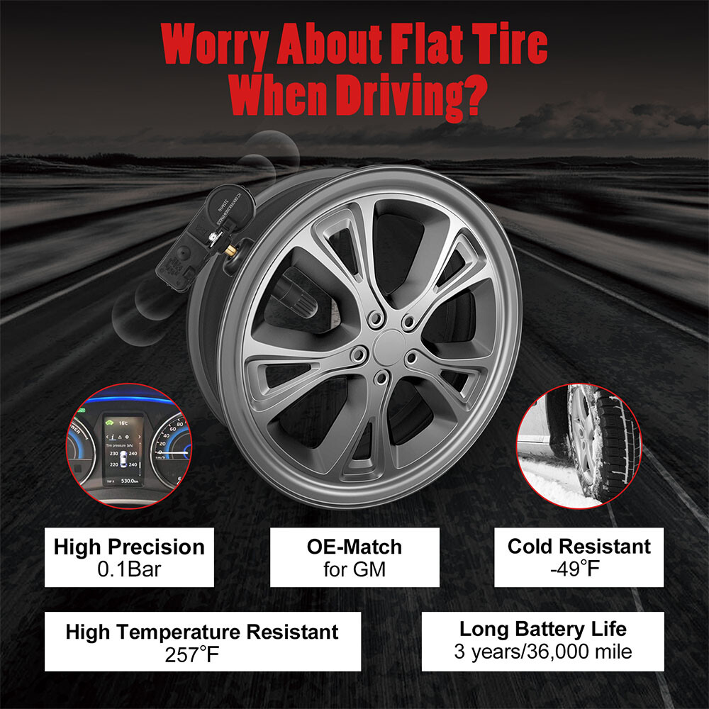 (4) OEM TPMS Tire Pressure Monitoring Sensors for Chevy GMC 13586335/13598771