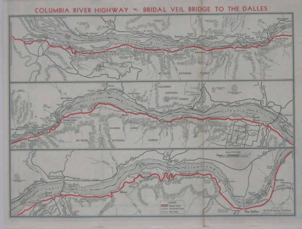 1946 CONOCO Road Map OREGON Columbia River Highway Portland Crater Lake Nat'l Pk