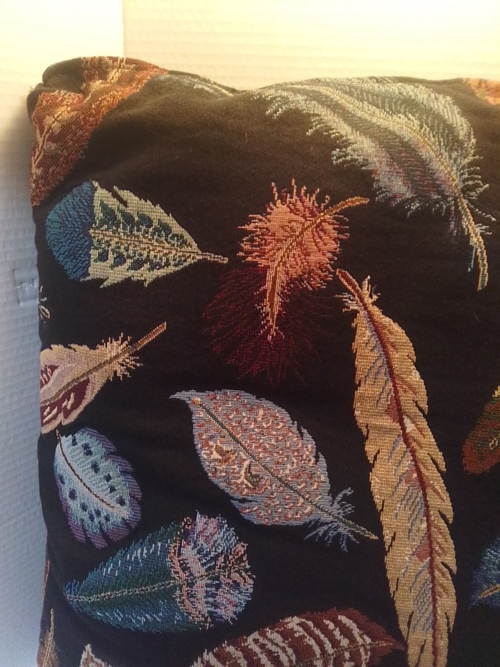 Large Embroidred Pillow Multiple Feather Pattern 20" X 20"