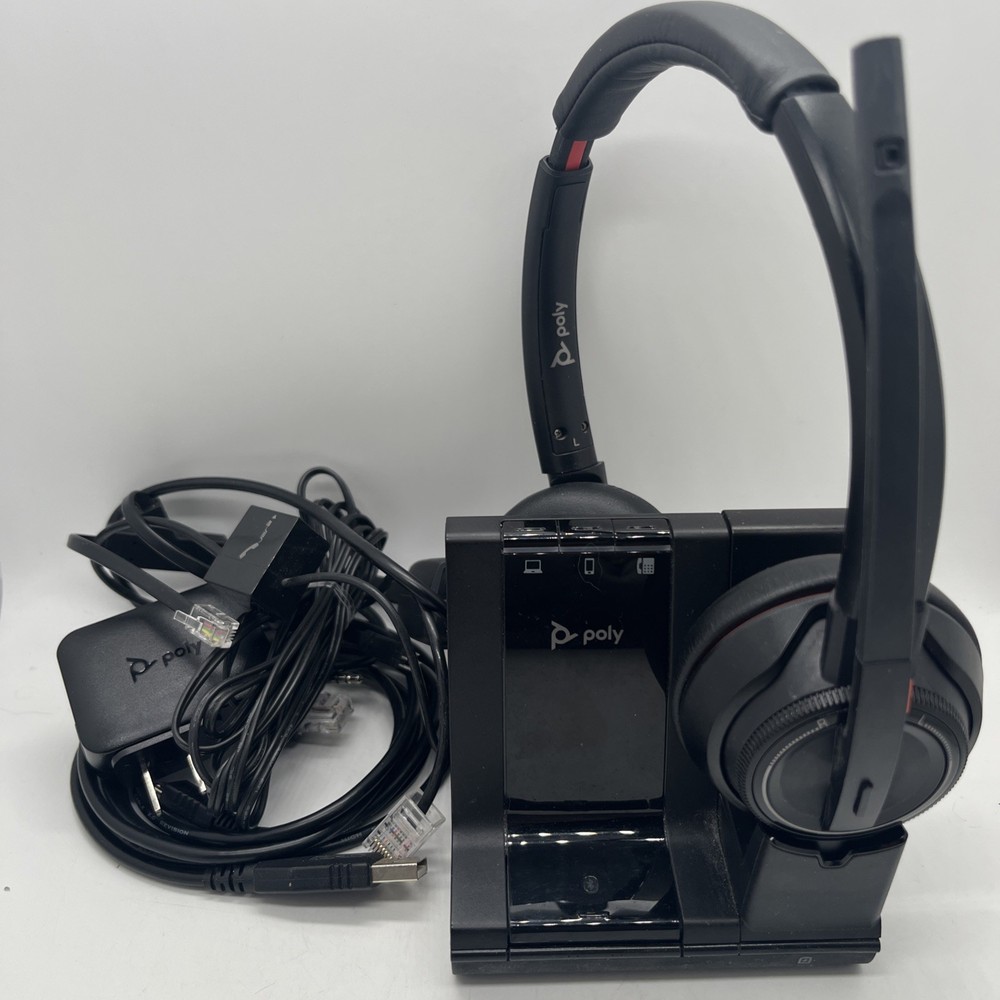Plantronics Poly Wireless Headset and Base  W8200B With Cords