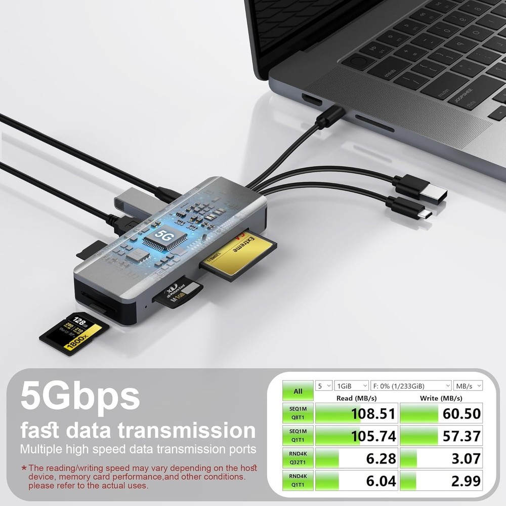 Aluminum 8in1 SD Card Reader - USB 3.0 High-Speed Transfer