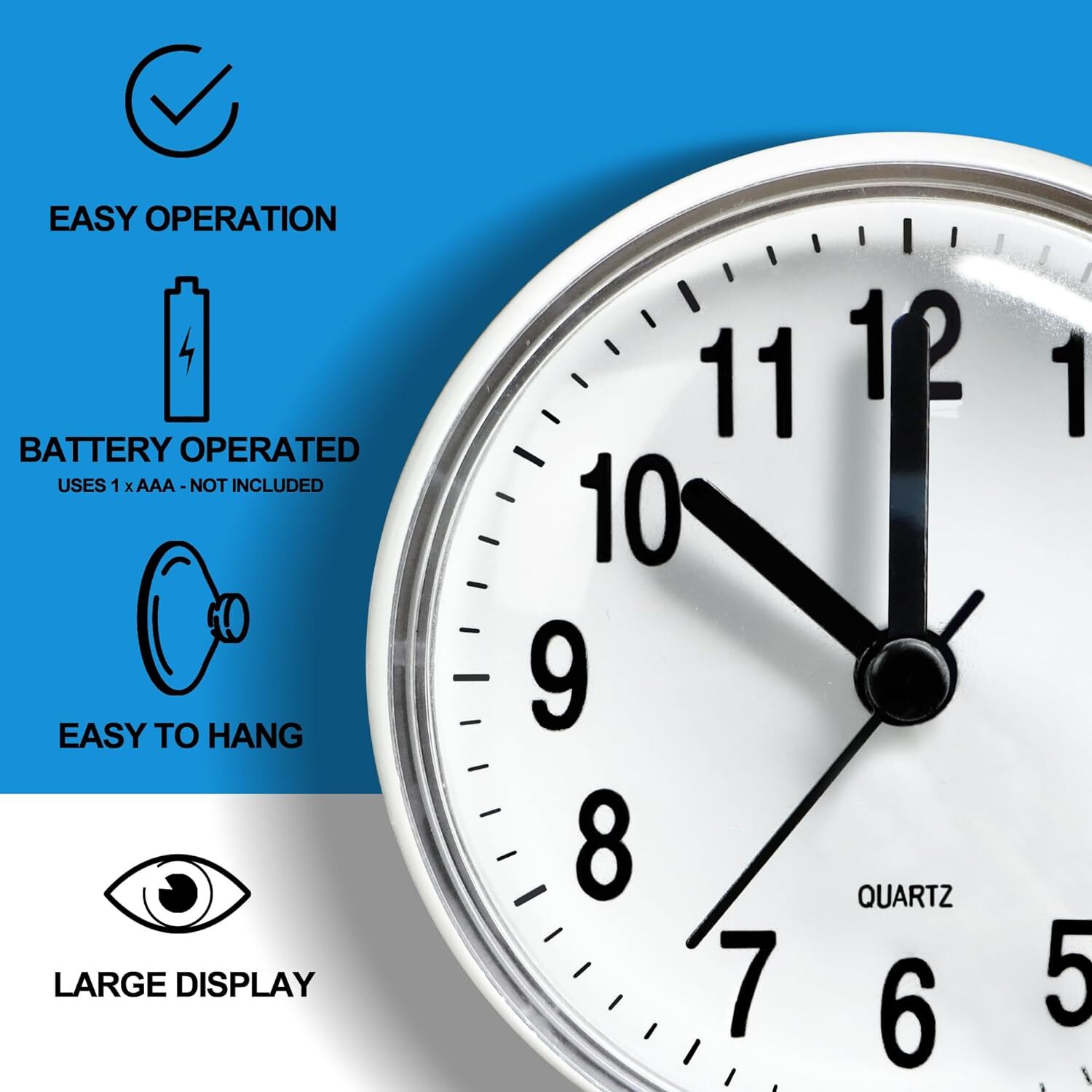 Betus Waterproof Bathroom Shower Clock with Large Suction Cup for Toilet Kitchen