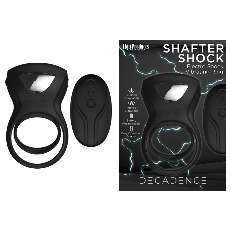 Decadence Shafter Shock E-Stim Multi Pattern Vibrating Penis cock ring Toy Black