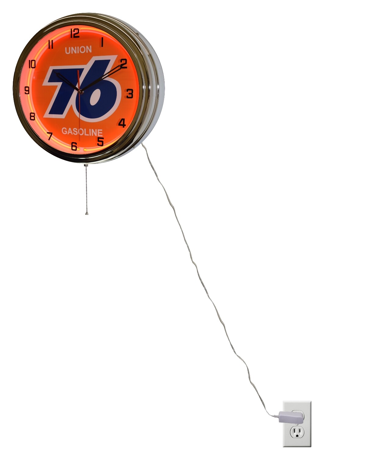 16" Union 76 Gas Oil Neon Clock Man Cave Garage Gas Station Decor (Orange)