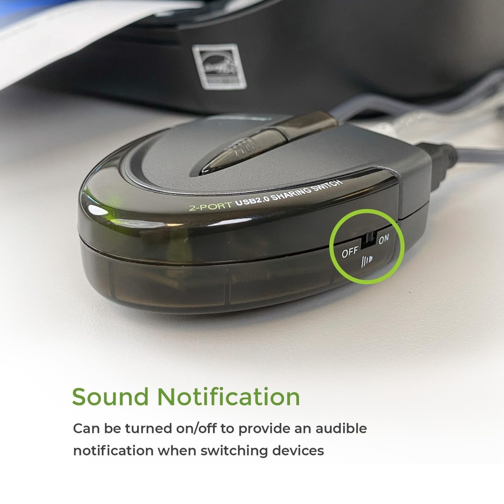 2 Port USB 2.0 Switch - Auto Printer Switch - Manually or Auto Control - LEDs...