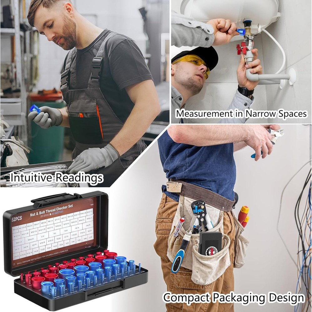 52PCS Thread Checker, Nut and Bolt Checker Kit in...