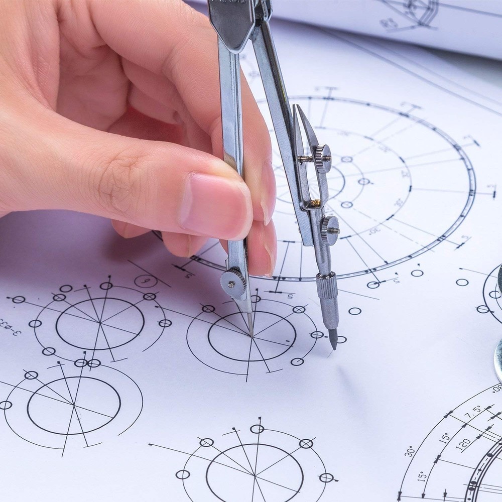 Compact Drawing Compass and Protractor Set - Essential Tools for Geometry Class
