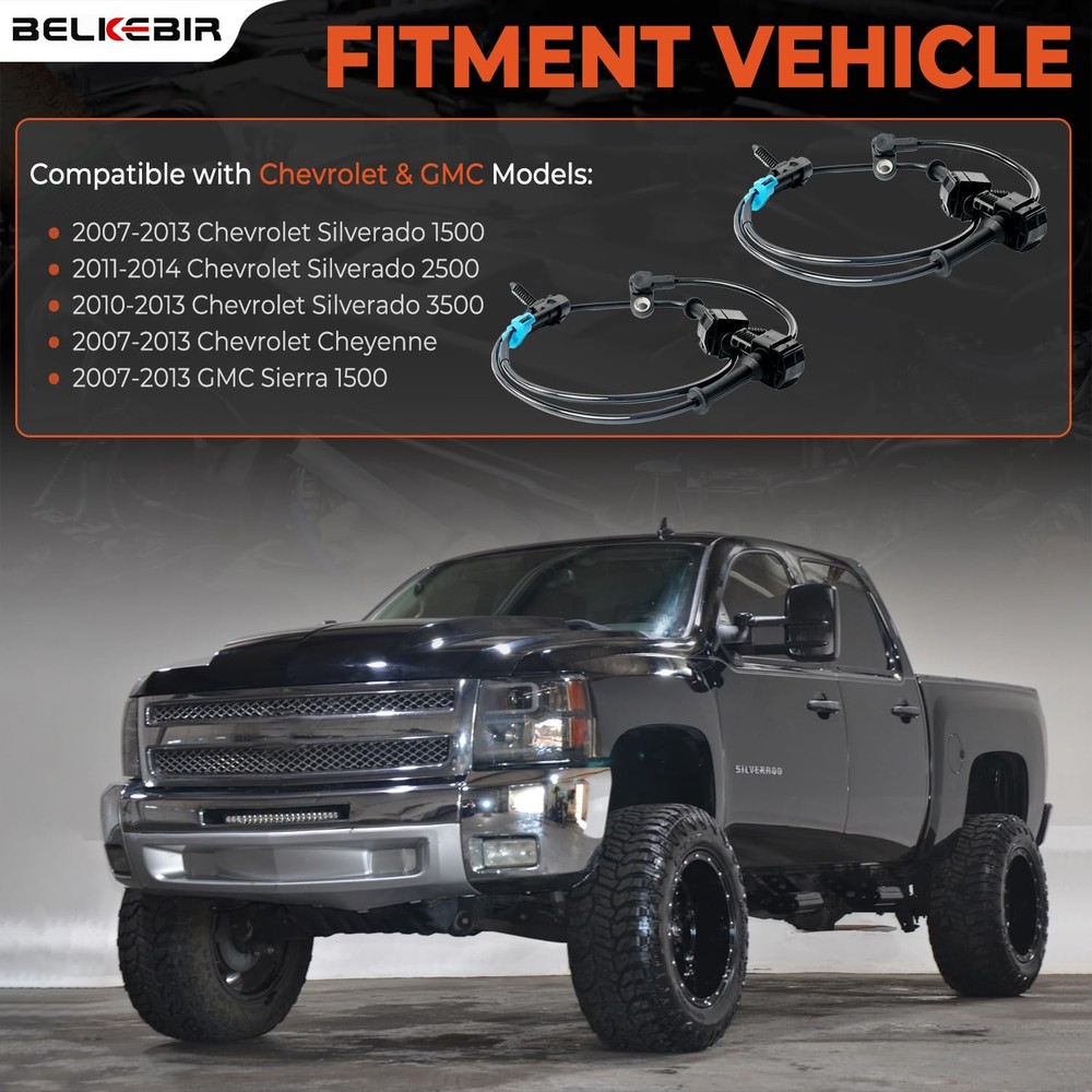 Rear ABS Wheel Speed Sensor Left & Right Compatible with 2007-2013 Chevy Silv...