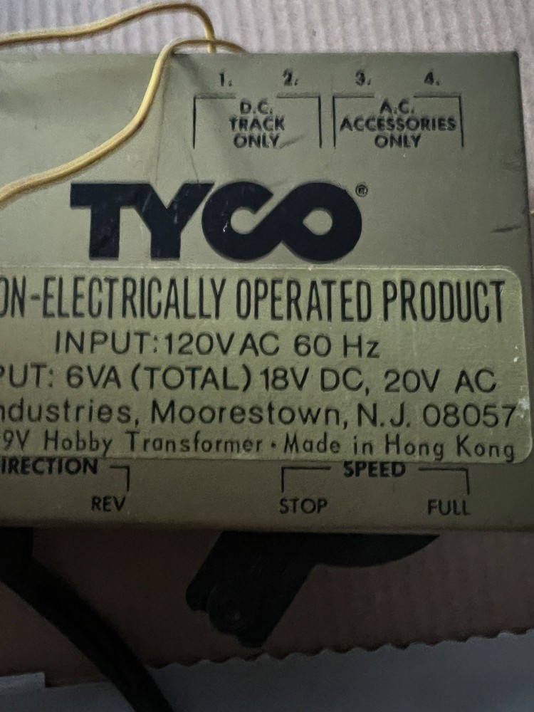 TYCO Trains HO Scale Model Train Transformer Controller #899V Vintage - Untested
