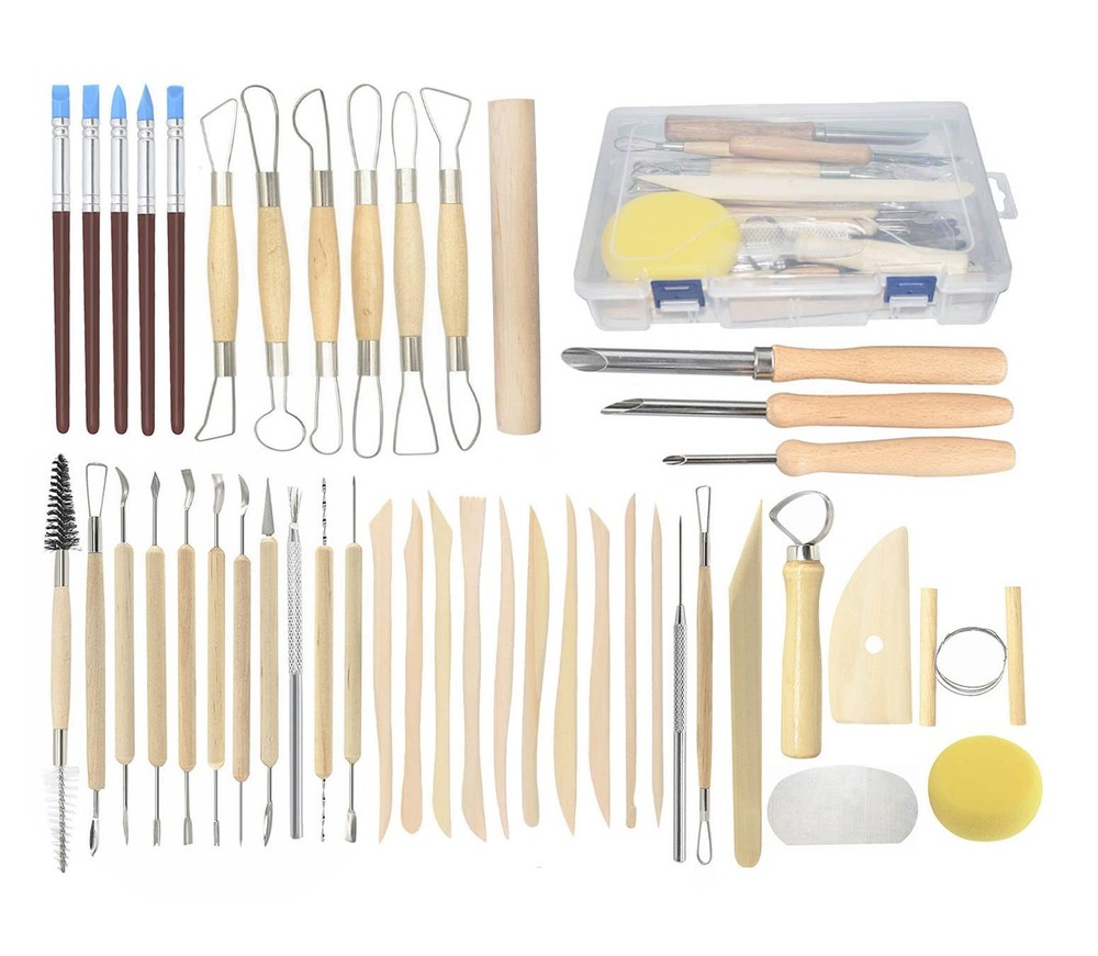 Pottery Tools 44pcs Ceramic Clay Sculpting Tools Set With Plastic Case For Begin