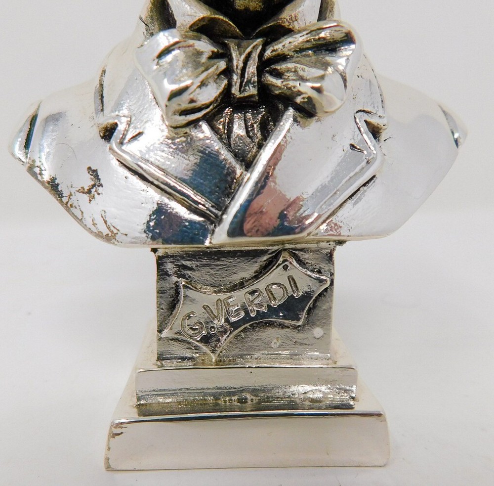 Solid 800 Silver Giuseppe Verdi 4.5" Statuette Italian 202 grams Composer Bust