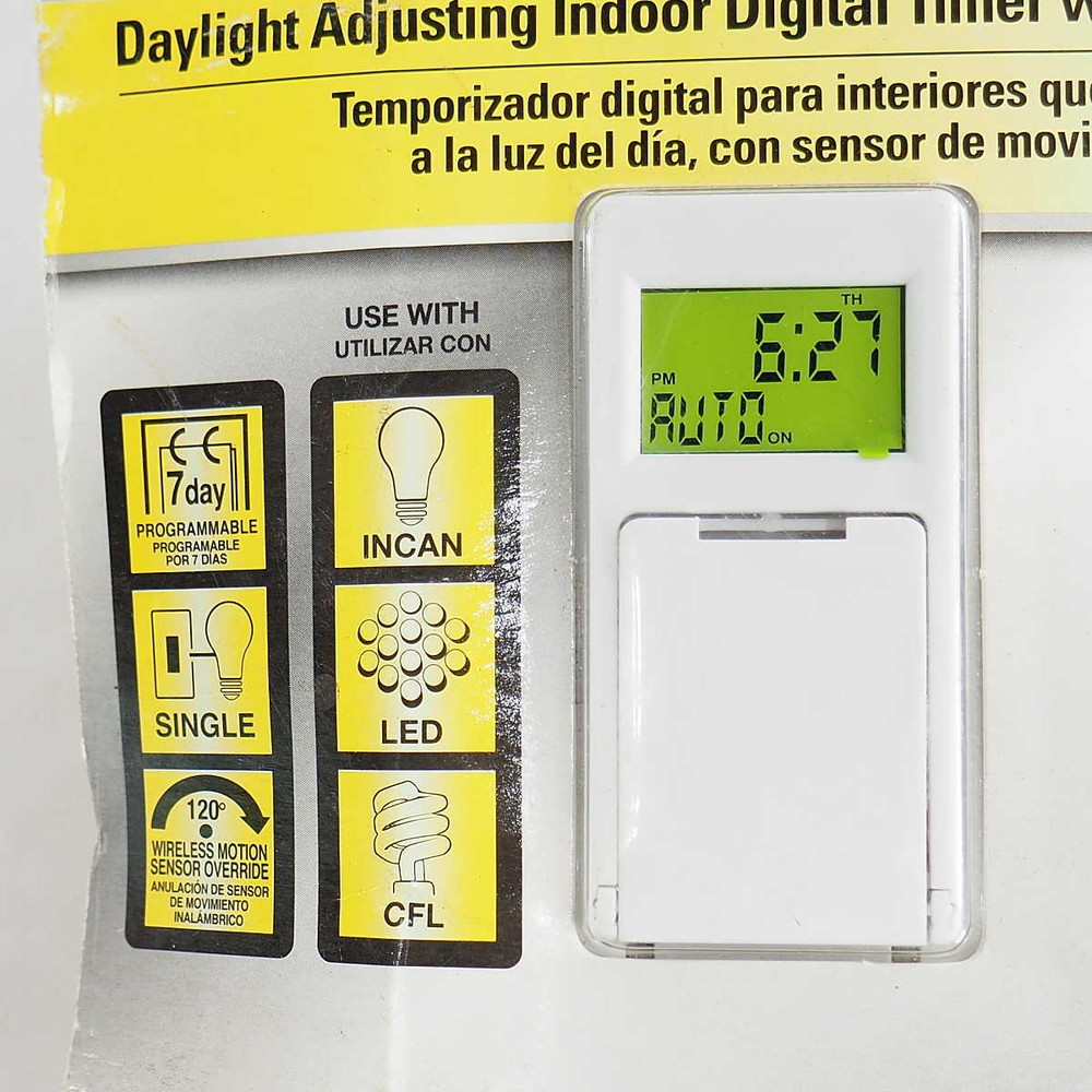 Defiant Daylight Adjusting Indoor Digital Timer with Motion Sensor