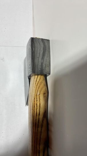 Custom Connie Bay pattern damascus throwing hatchet with sheath!