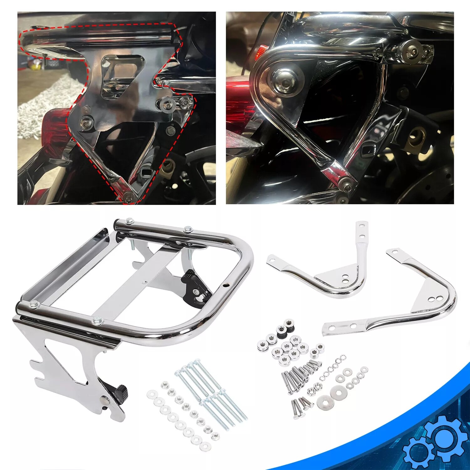 For Harley Touring 97-08 Detachable Two-Up Tour Pack Mount Rack Docking Hardware