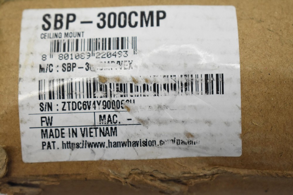 Hanwha Vision SBP-300CMP Ceiling Mount Camera Bracket White Open Box CCTV Cam