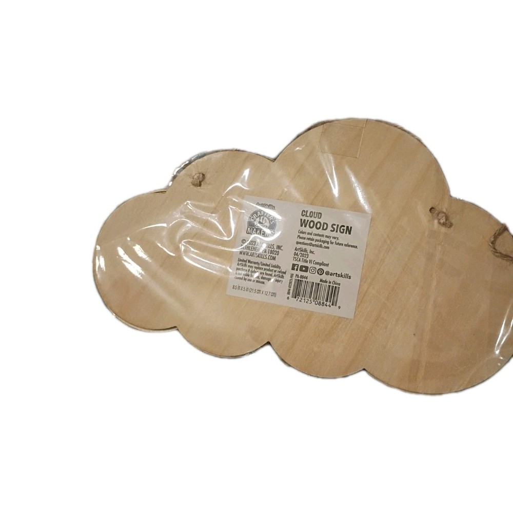 Cloud Shaped Wooden Ornament for Crafting DIY Projects