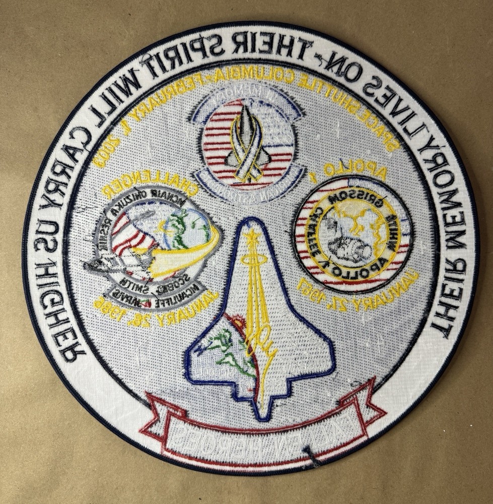 Space Fallen Heroes 12" Embroidered Patch Apollo Challenger Columbia In Memory