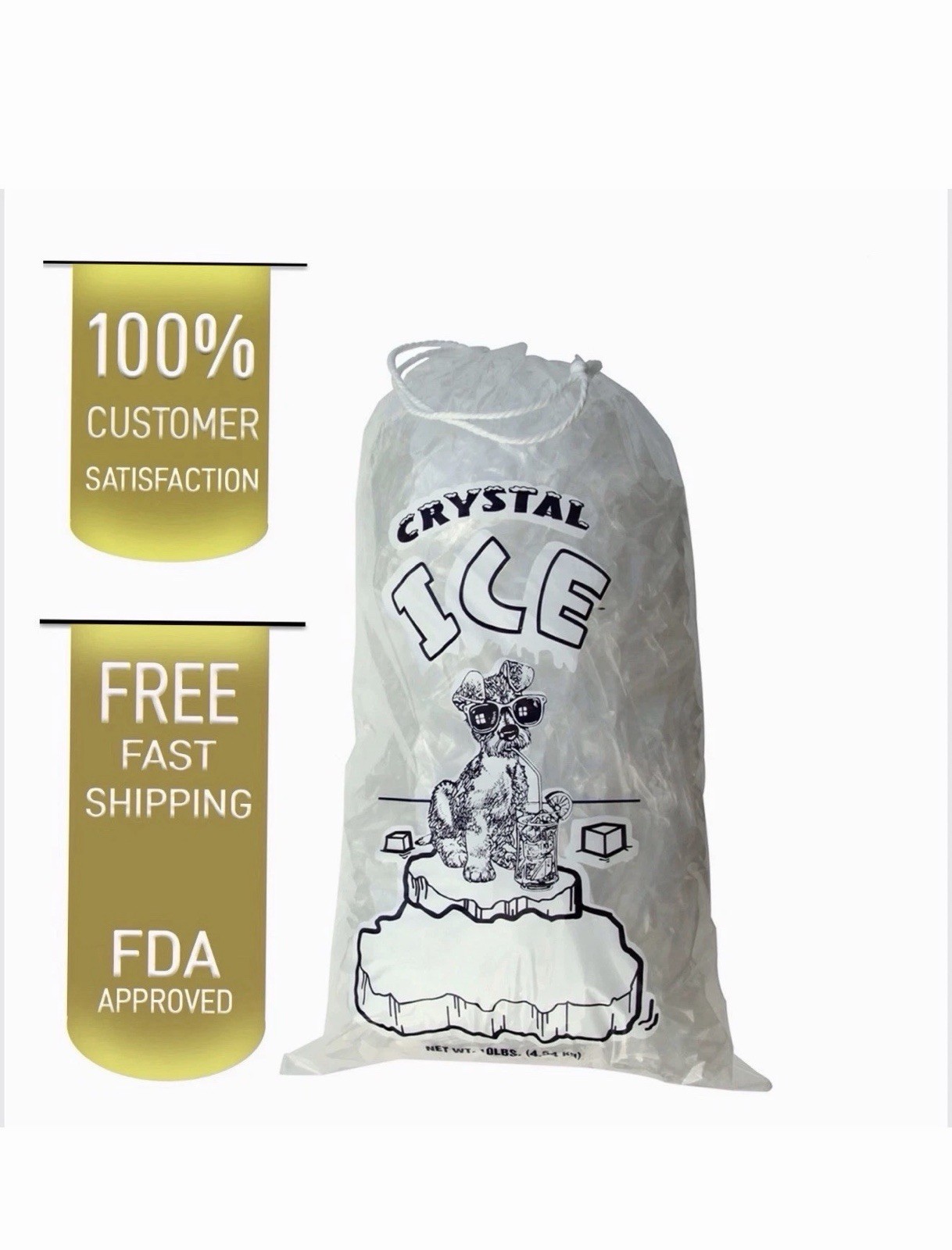 8 lb / 10 lb / 20 lb Ice Bags with Drawstring Commercial Grade Free Shipping
