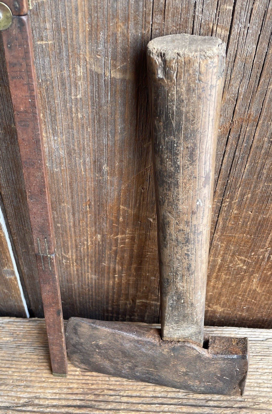 Revolutionary War 18th Century ~ Forged Iron Belt Hatchet Axe ~ Orig Handle