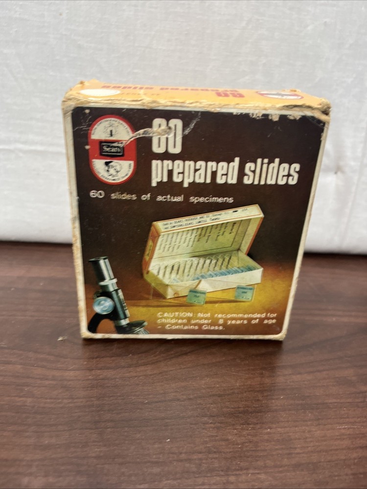 Vintage Sears 60 Prepared Specimen Microscope Slides Insects Blood Bacteria