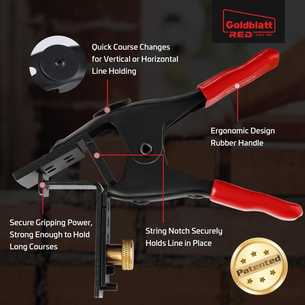 Goldblatt RED 1 Pair XL JAG Clamp Adjustable Brick Laying Tools for String Line