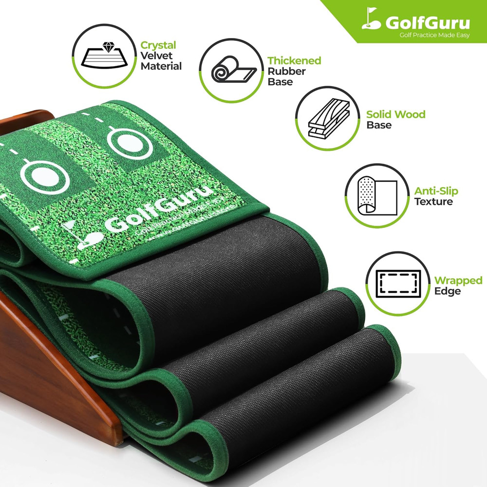 Putting Green, 9.8Ft Golf Putting Mat with Automatic Ball Return Track & Putting