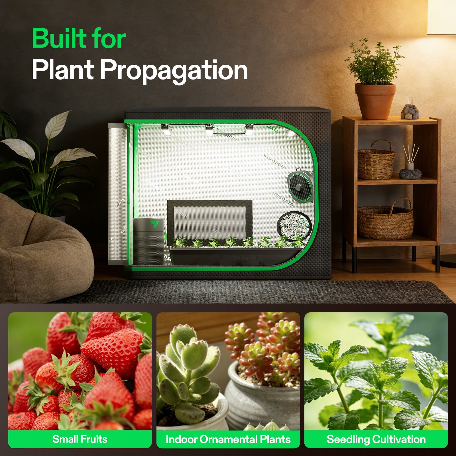 VIVOSUN Clone Tent Kit 24″x16″x20″ All-in-one Smart Seeding System A22 Control