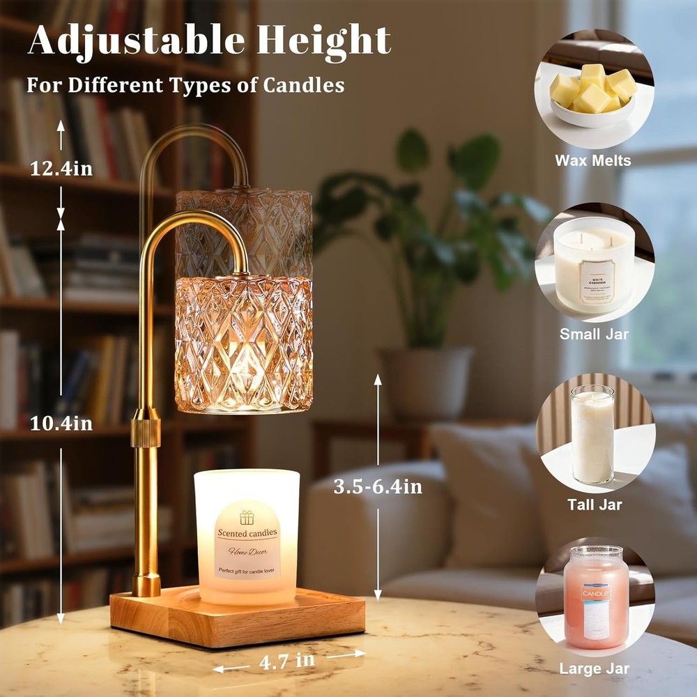 Candle Warmer Lamp with Timer,Dimmable Adjustable Height Wax Melt Warmer