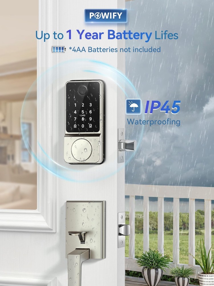 Keyless Entry Door Lock with Handle, APP Control Smart Front Set, Keypad Door...