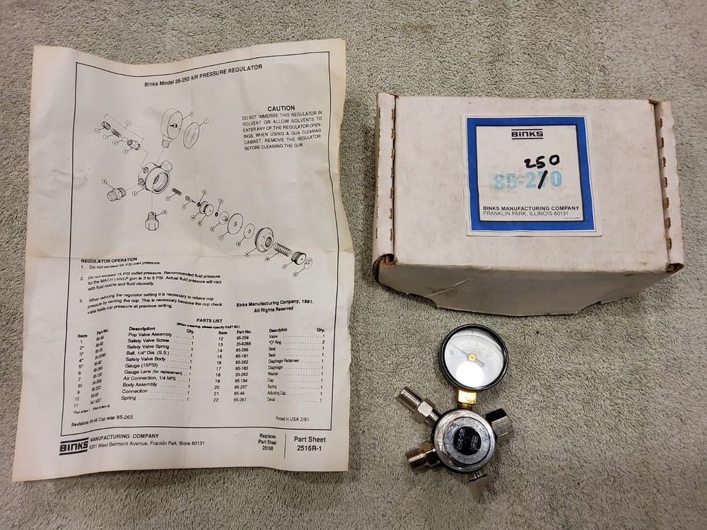 New BINKS- 85-221 PRESSURE REGULATOR