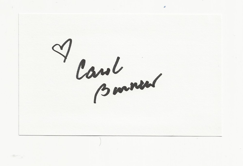 CAROL    BURNETT     AUTOGRAPHED    3X5     NOTECARD