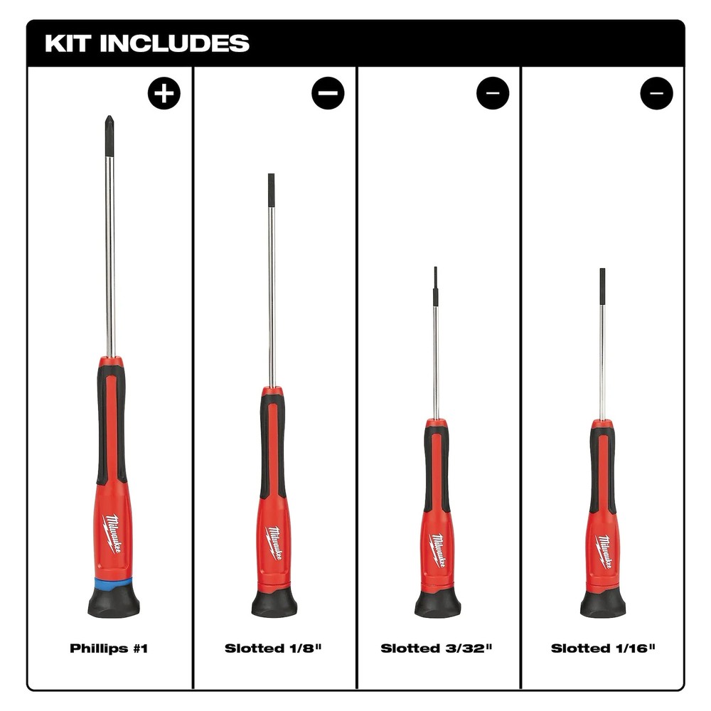 MILWAUKEE 48-22-2604 4PC Precision Screwdriver Set