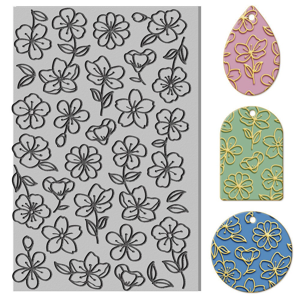 1pc Cherry Blossoms Clay Texture Mat Cherry Blossoms Clay Modeling Pattern Pad