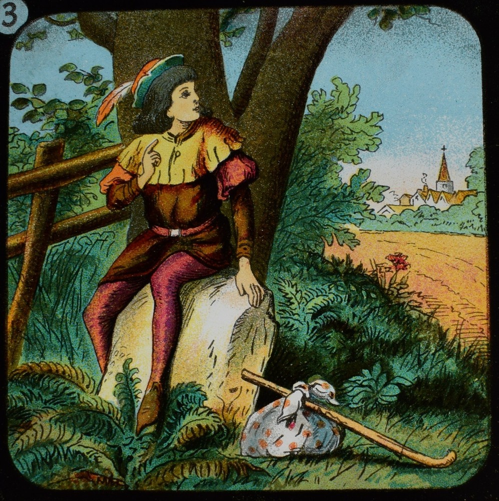 VICTORIAN Magic Lantern Slide DICK WHITTINGTON AT HIS CAT NO3 C1890