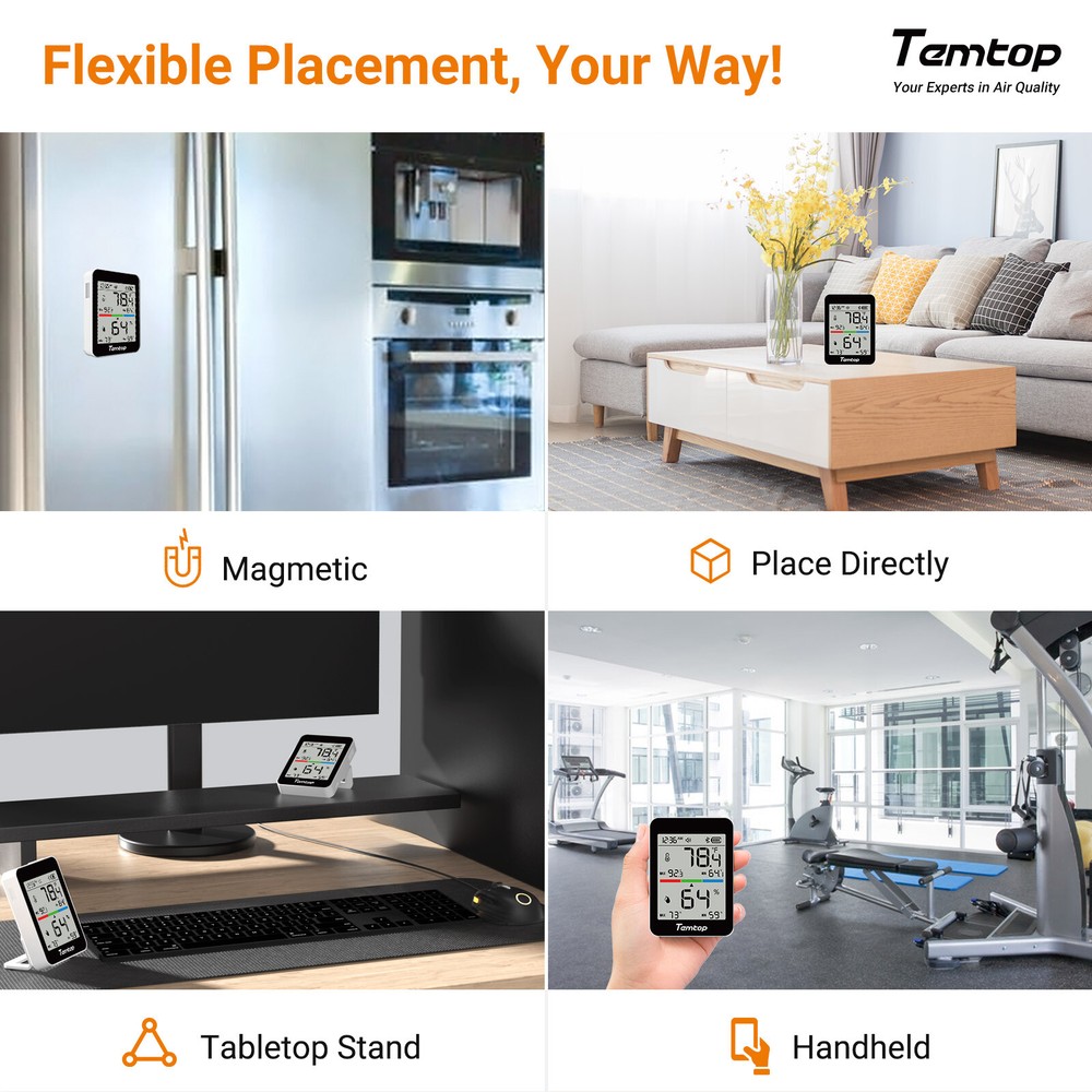 Temtop Temperature Humidity Meter Indoor Thermometer Bluetooth Alert Export ,T1