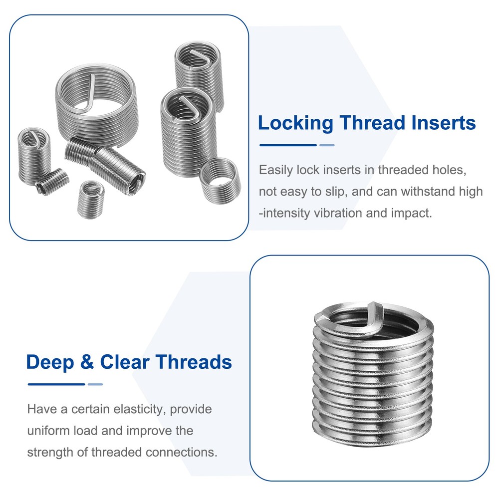 30pcs Wire Thread Inserts 1/2-13 UNC 1.5D Helical Threaded Sleeve Thread Repair