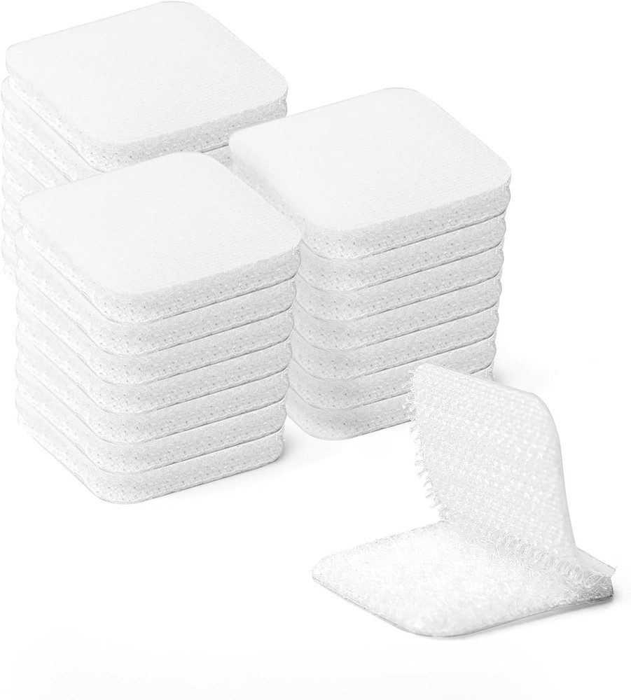 48 Sets Hook and Loop Tape Sticky Back,1 in. x 1 in. Double-Sided Command Adh...