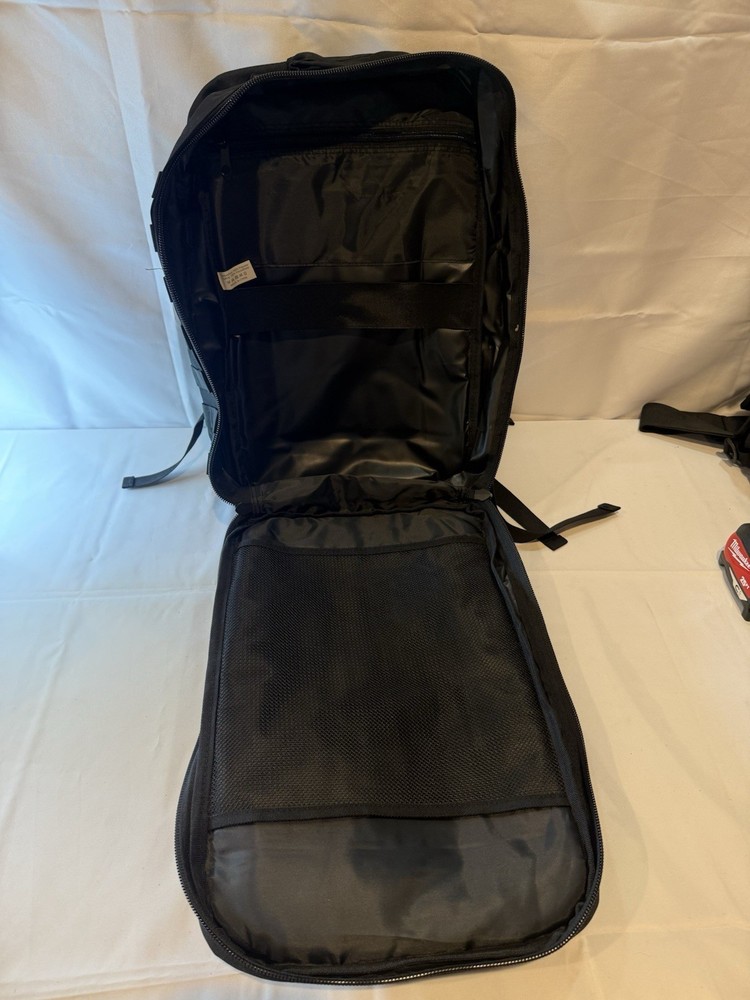 Tactical Backpack Black Nylon Large MOLLE Webbing American Flag Patch Zip Buckle