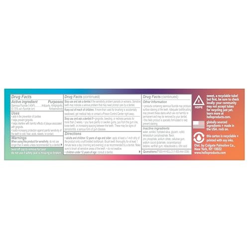 hello 8 in 1 Mighty Multi-Tasker Fluoride Toothpaste Pack, SLS Free Toothpast...