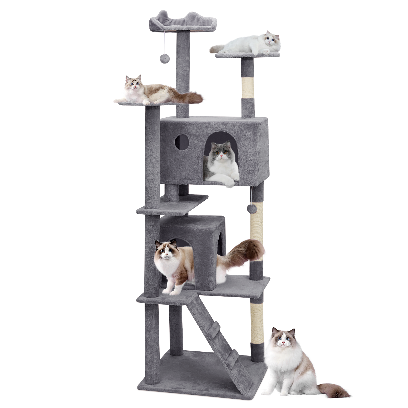 Cat Tree Cat Tower Large Kitten Playing Condo House 77" Multi-level Tipping Rope