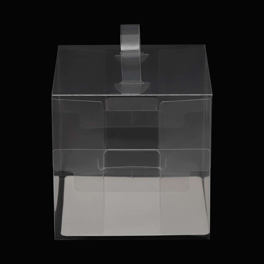 50PCS Cake Boxes w/ Handle Clear Plastic Cake Container Carrier Box 4.3" x 4.3"
