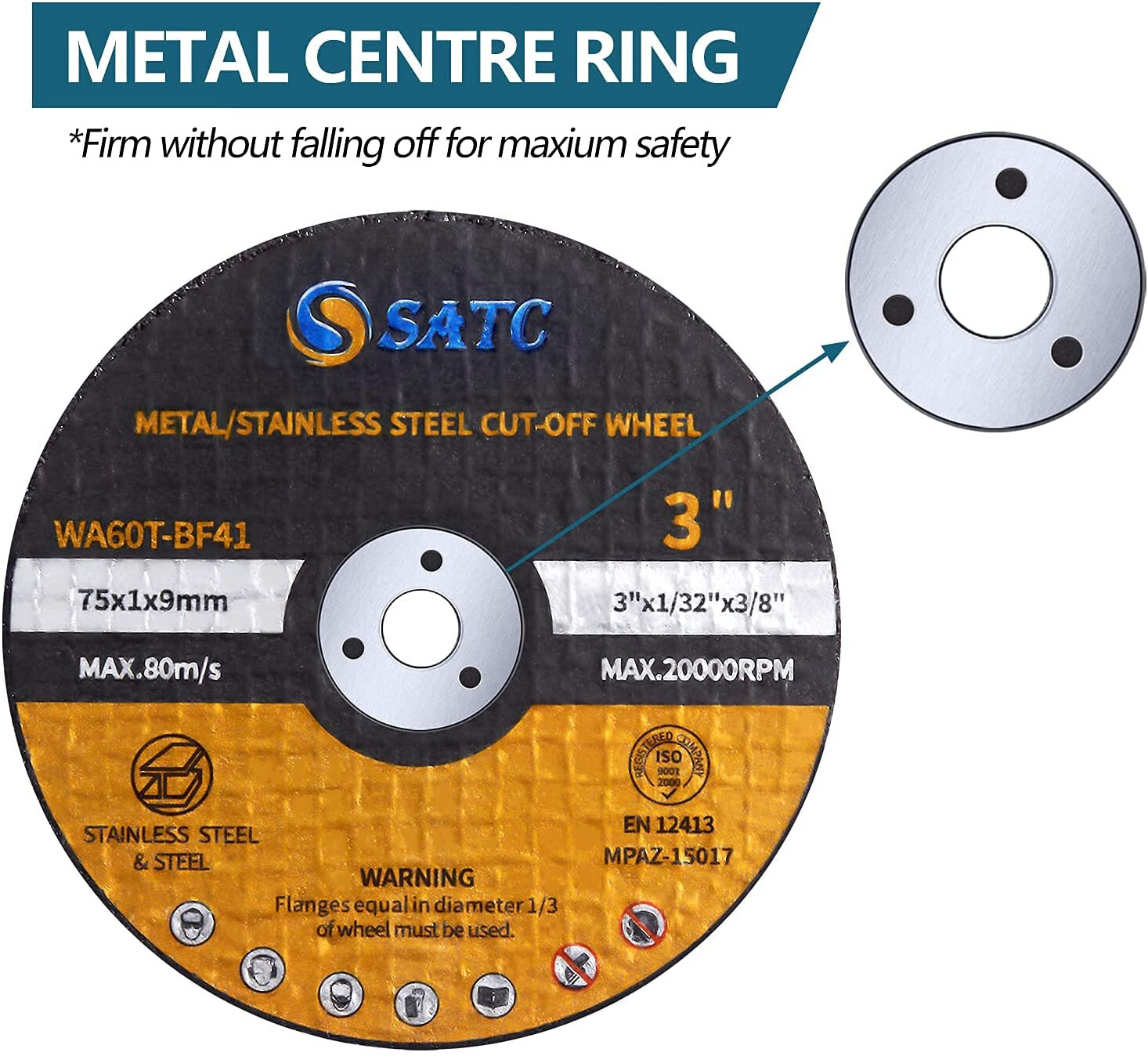 25PCS 3 inch Cut Off Wheels 3/8" Arbor Metal Cutting Disc Die Grinder Blade Tool